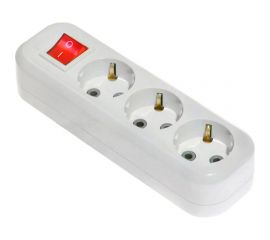 Трехместная колодка (розетка удлинителя) с з/к и выключателем, 250В 16А LUX У3-ЕВК 4606400614715 