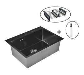 Кухонная мойка из нержавеющей стали WISENT ws36050b с pvd покрытием (60x50 см) с раздвижным коландером и дозатором WS36050B/W302644B/W405B/WGER010 