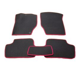 Ковры в салон автомобиля Eva Smart citroen c4 ii 2011 - эва сота чёрные c красной окантовкой 1151-B5A7-S 