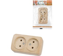 Розетка TDM двойная 2П открытой установки IP20 10А, сосна ""Дача"" Народная SQ1824-0039 