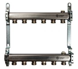 Коллектор из нержавеющей стали для радиаторной разводки STOUT 6 выходов SMS 0923 000006 