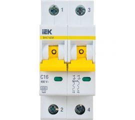 Автоматический выключатель IEK ВА47-60M 2Р 16А 6кА С MVA31-2-016-C 