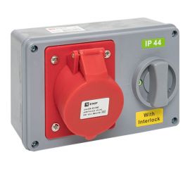 Розетка с блокировкой и выключателем EKF 1424 3Р+РЕ 32А 380В IP44 ps-1424-32-380 