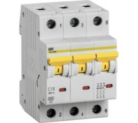 Автоматический выключатель IEK ВА47-60M 3Р 16А 6кА С MVA31-3-016-C 