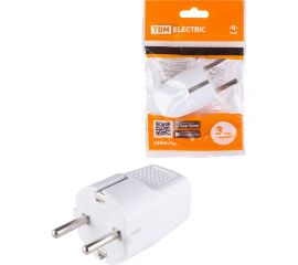 Прямая вилка TDM с заземлением, белая, c перфорацией, 10А, 250В SQ1806-0197 