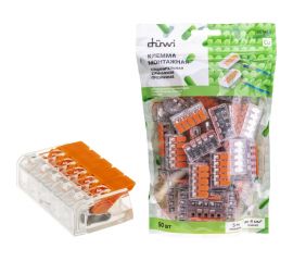 Соединительные монтажные клеммы duwi с рычажком прозрачные СМК 223-415 25мм2 50 шт. 26748 5 