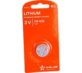Батарейка Airline CR1632, 3V, для брелоков сигнализаций, литиевая, 1 шт. CR1632-01 