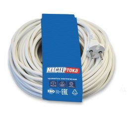 Удлинитель шнур Мастер Тока ПВСбм 2x1 белый 10 без заземления вк УШ0043 