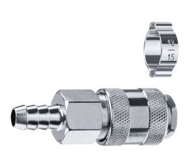 Переходник ЗУБР Профессионал штуцер ""елочка"" 10 мм - рапид муфта, с хомутом 64917-10 