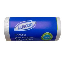 Мешки для мусора 20 л, белые, пнд, 6 мкм, в рулоне 30 шт, 42x50 см Luscan 1694306 