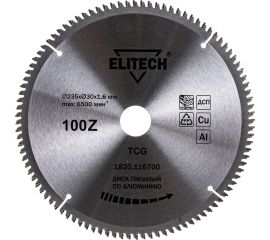 Диск пильный по алюминию (235х30х1.6 мм; 100Z) ELITECH 195629 