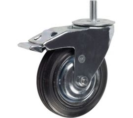 Колесо промышленное поворотное с роликовым подшипником на резьбе с тормозом (D75 мм; М10) Tech Tech-Krep 148534 