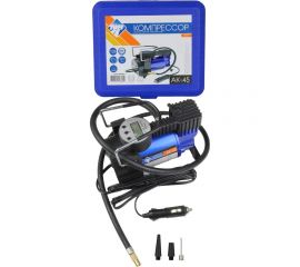Компрессор Nova Bright АК-45, до 45 л/мин., 100 PSI, 12В, синий металлический корпус, пластиковый кейс, цифровой манометр, автостоп 36449 