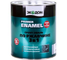 Грунт-эмаль по ржавчине 3 в 1 ЭКОДОМ полуматовая, 2.2 кг, серая 236353 