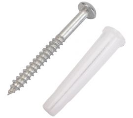 Набор Качественный КРЕПЕЖ белый дюбель 8х45 + шуруп 5х50 п/гол. оцинк. 35 шт 0300981 КЧ 