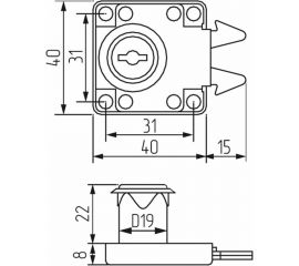 Врезной замок для шкафа-купе (ДСП) Mebax хром, 19 мм 00-00002163 