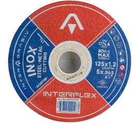 Круг отрезной круг INOX A060TBF 125x1.2x22 мм, Т41, нержавеющая сталь, металл Interflex 4079121210 