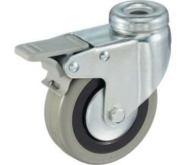 Колесо аппаратное поворотное под болт с тормозом (80 мм; серая резина; полипропилен) Tellure Rota 377103 