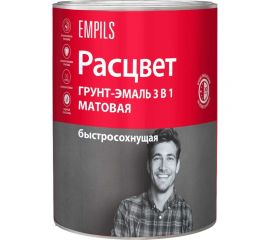 Грунт-эмаль Расцвет быстросохнущая, матовая, белая, 0.9 кг 82691 