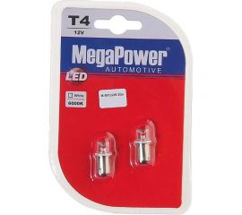 Автолампа T4W BA9s 1 LED CONCAVE WHITE блистер MEGAPOWER M-90122W-2бл 