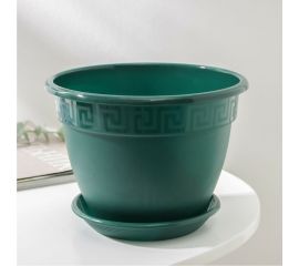 Горшок для цветов с поддоном СИМАЛЕНД Антик 1.6 л, 17 см, 15 см, малахит 4047730 