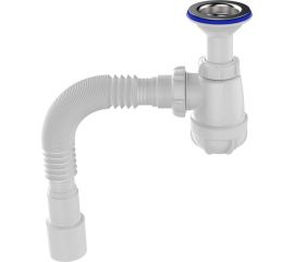 Сифон для умывальника Aquant 1 1/2"х40 с удлинённой горловиной с мет.реш. с г.т. 40x40/50 S0515-35-MR 