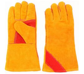 Спилковые краги Факел желтые, с красным усилением, с подкладкой, нить Кевлар (тип СИБИРЬ) 87457164 