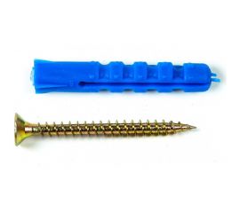 Набор для крепления ВИРТУОЗ дюбель 8х40 К, шуруп 5х45 потайная головка, желтый цинк, 18 шт. 87263 