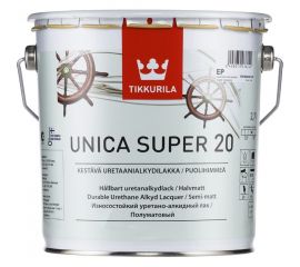 Универсальный лак TIKKURILA UNICA SUPER 20 алкидно-уретановый износостойкий, полуматовый 2,7л 55964040130 