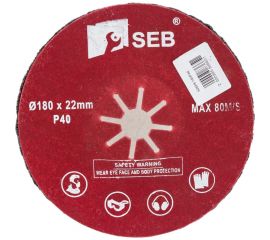 Диск шлифовальный фибровый полужесткий 180x22.2 мм, Р40 S.E.B. 508AK-180P40 