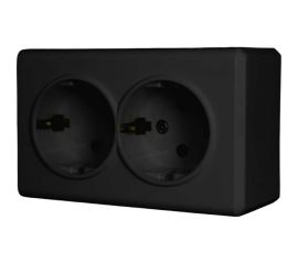 Двойная розетка Vesta Electric Mega Black с заземлением FRZ00010222CMT 