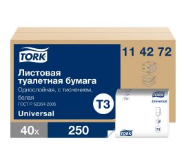 Туалетная бумага TORK листовая, Унив.1 сл. 114272 25183 