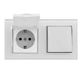 1-клавишный выключатель + розетка с заземлением с крышкой Vesta Electric Комплект-2, Exclusive White FRM050207BEL 
