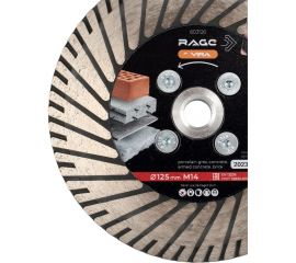Диск алмазный шлифовально-отрезной по граниту 125 мм, с фланцем М14 rage by VIRA 603126 