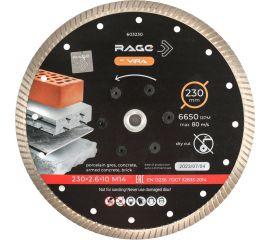 Диск алмазный 230 мм турбо с фланцем М14 rage by VIRA 603230 