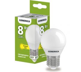 Светодиодная лампа GENERICA G45 шар 8Вт 230В 3000К E27 LL-G45-08-230-30-E27-G 