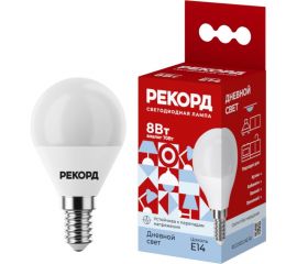 Светодиодная лампа РЕКОРД LED P45-U 8W Е14 4000К 25043 