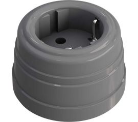 Розетка Мезонинъ ретро пластиковая с заземляющим контактом, цвет - серый GE30301-07 