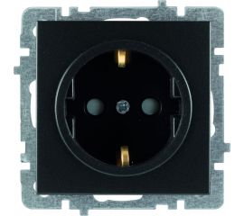 Механизм 1-местной розетки Nilson СУ с заземляющим контактом, с защитными шторками TOURAN-ALEGRA-THOR матовый черный 24380419 