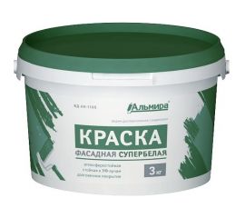 Фасадная краска Альмира супербелая люкс 3 кг 00-00000385 
