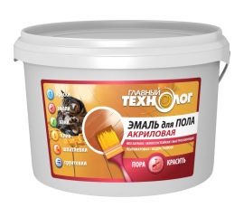 Акриловая эмаль для пола НОВБЫТХИМ белая, ""ГЛАВНЫЙ ТЕХНОЛОГ"", ведро 2.4 кг 1970 