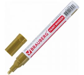 Лаковый маркер-краска BRAUBERG золотой, нитро-основа, алюминиевый корпус, 2-4 мм 150876 