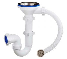 Прямоточный сифон ORIO 3 1/2 40, с переливом для керамогранитной мойки S-5107 