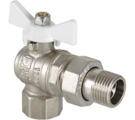 Шаровой угловой кран с полусгоном 1/2 вн.-нар. белая рукоятка Valtec BASE VT.228.NW.04 