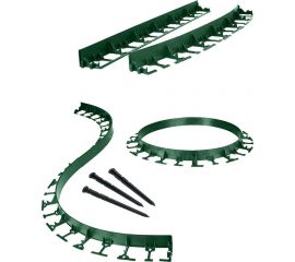 Садовый пластиковый бордюр ГеоПластБорд высота 78 мм, 8 метров + 32 колышка, зелёный GPB78.08.32.Gr 