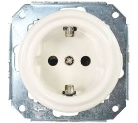 Розетка Retrika ретро, керамика, серия Colony, с заземляющим контактом, белый RS1-80001 