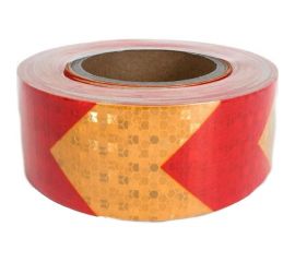 Светоотражающая самоклеящаяся лента СИМАЛЕНД желто-красная, 5 см х 25 м 2604173 