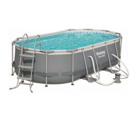 Каркасный овальный бассейн Bestway 427х250х100 см, 7250 л, фильтр-насос 2006 л/ч, лестница 56620 BW 004875 