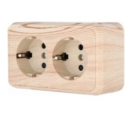 Двойная розетка открытой установки LK Studio с з/к, со шторками, сосна 813525 