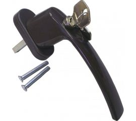 Оконная металлическая ручка с замком Дверной Страж w (коричневая) ДС42158 